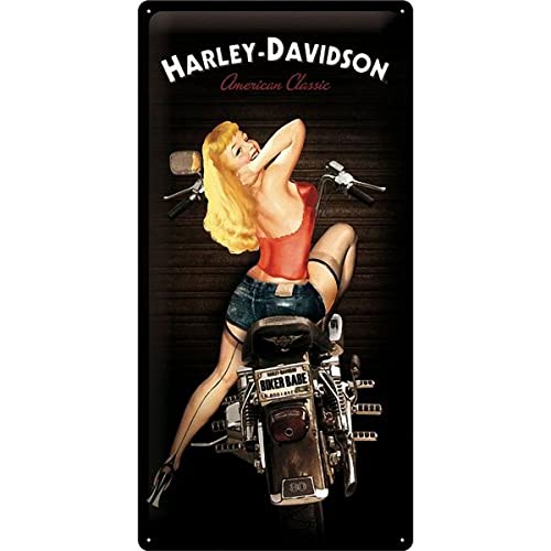 Nostalgic-Art Harley-Davidson – Biker Babe – Geschenk-Idee für Motorrad-Fans, Retro Blechschild, aus Metall, Vintage-Design zur Dekoration, 25 x 50 cm von Nostalgic-Art