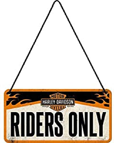 Nostalgic-Art Retro Hängeschild, 10 x 20 cm, Harley-Davidson – Riders Only – Geschenk-Idee für Biker, aus Metall, Vintage Design von Nostalgic-Art