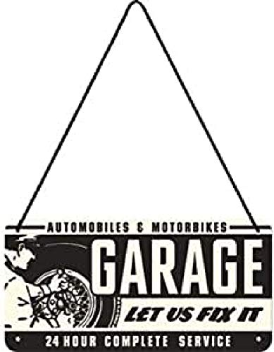 Nostalgic-Art Retro Hängeschild, 10 x 20 cm, Garage – Geschenk-Idee für Motor-Fans, aus Metall, Vintage Design von Nostalgic-Art