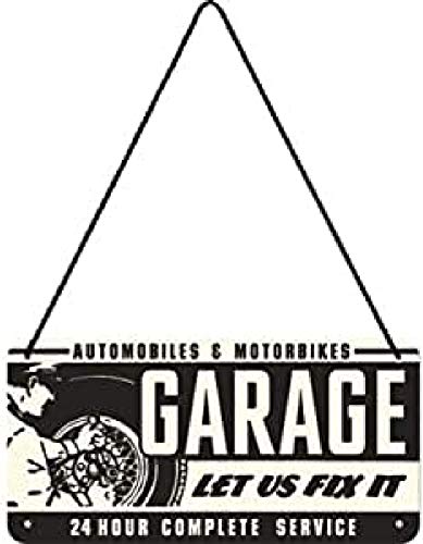 Nostalgic-Art Retro Hängeschild Garage – Geschenk-Idee für Auto-und Motorrad-Fans, aus Metall, Vintage-Design zur Dekoration, 10 x 20 cm von Nostalgic-Art
