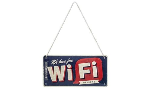 Nostalgic-Art Retro Hängeschild, 10 x 20 cm, Free Wi-Fi – Warnschild als Geschenk-Idee, aus Metall, Vintage Design mit Spruch, Blechschilder Sprüche von Nostalgic-Art