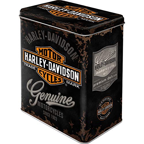 Nostalgic-Art Retro Vorratsdose L, 3 l, Harley-Davidson Genuine Logo – Geschenk-Idee für Biker, Große Kaffee-Dose aus Blech, Vintage Design von Nostalgic-Art