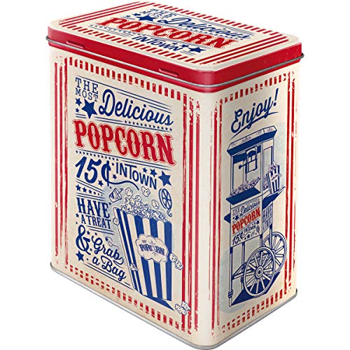 Nostalgic-Art Retro Vorratsdose L, 3 l, Popcorn – Geschenk-Idee für Diner-Fans, Große Blech-Dose, Vintage Design von Nostalgic-Art
