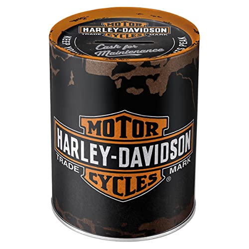 Nostalgic-Art Retro Spardose, 1 l, Harley-Davidson Genuine Logo – Geschenk-Idee für Biker, Sparschwein aus Metall, Vintage Blech-Sparbüchse von Nostalgic-Art