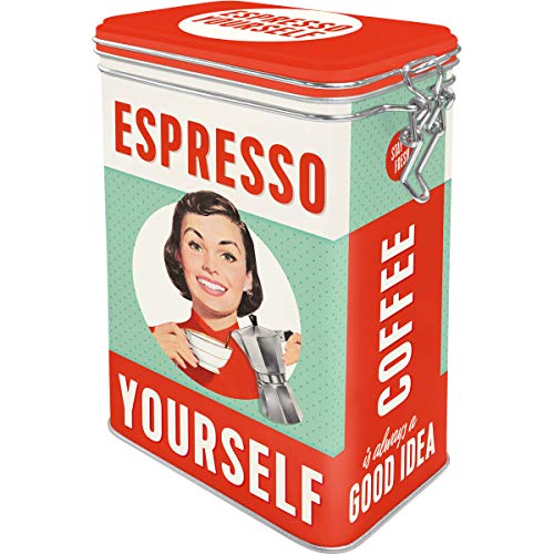 Nostalgic-Art Retro Kaffeedose, 1,3 l, Espresso Yourself – Geschenk-Idee für Nostalgie-Fans, Blech-Dose mit Aromadeckel, Vintage Design von Nostalgic-Art