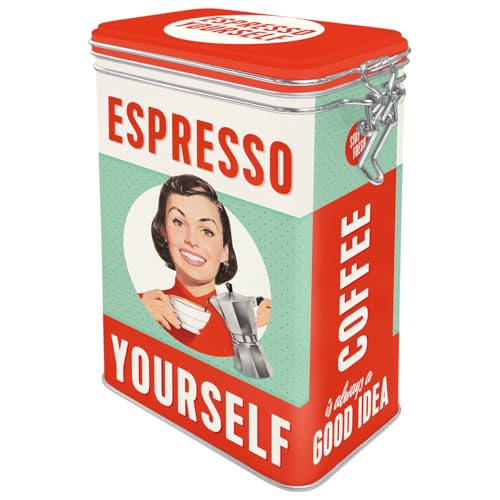 Nostalgic-Art Retro Kaffeedose, 1,3 l, Espresso Yourself – Geschenk-Idee für Nostalgie-Fans, Blech-Dose mit Aromadeckel, Vintage Design von Nostalgic-Art