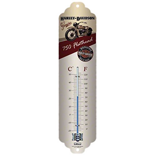 Nostalgic-Art 40361138014 Harley-Davidson Flathead Thermometer, Stahl, grau, 28 x 7 x 0.2 cm von Nostalgic-Art