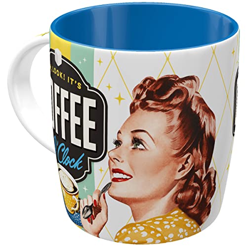 Nostalgic-Art Retro Kaffee-Becher, 330 ml, Coffee O' Clock – Geschenk-Idee für Nostalgie-Fans, Keramik-Tasse, Vintage Design mit Spruch von Nostalgic-Art