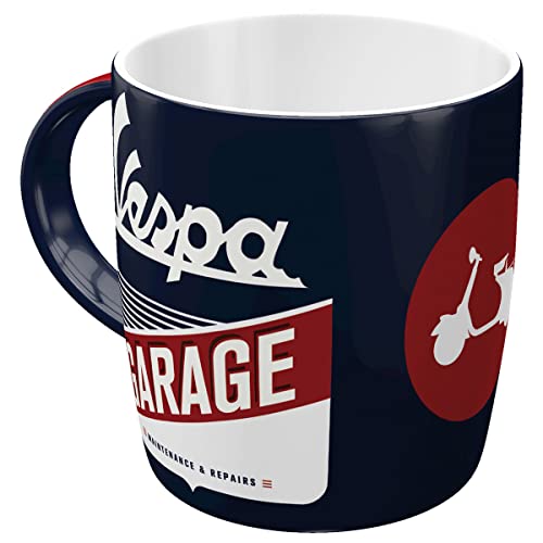 Nostalgic-Art Retro Kaffee-Becher, 330 ml, Vespa – Garage – Geschenk-Idee für Roller-Fans, Keramik-Tasse, Vintage Design von Nostalgic-Art