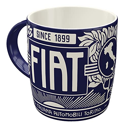 Nostalgic-Art Retro Kaffee-Becher, 330 ml, Fiat – Since 1899 Logo Blue – Geschenk-Idee für Fiat-Zubehör Fans, Keramik-Tasse, Vintage Design von Nostalgic-Art
