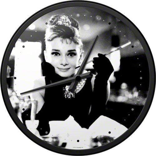 Nostalgic-Art 51035 Breakfast at Tiffany's - Audrey - Holly Golightly, Wanduhr, 31 cm von Nostalgic-Art