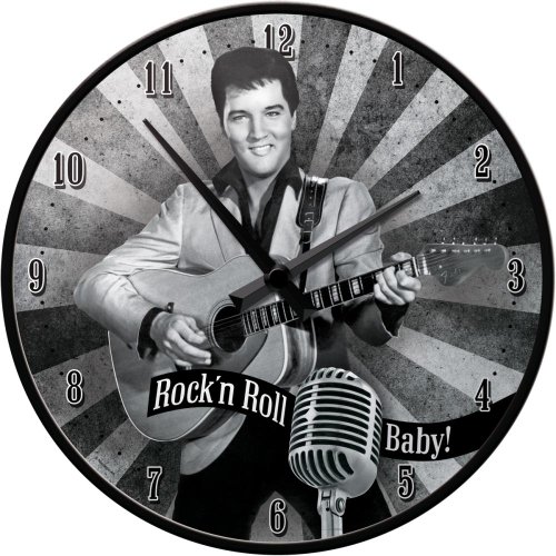 Nostalgic-Art 51052 Celebrities - The King - Rock and Roll Baby, Wanduhr 31 cm von Nostalgic-Art