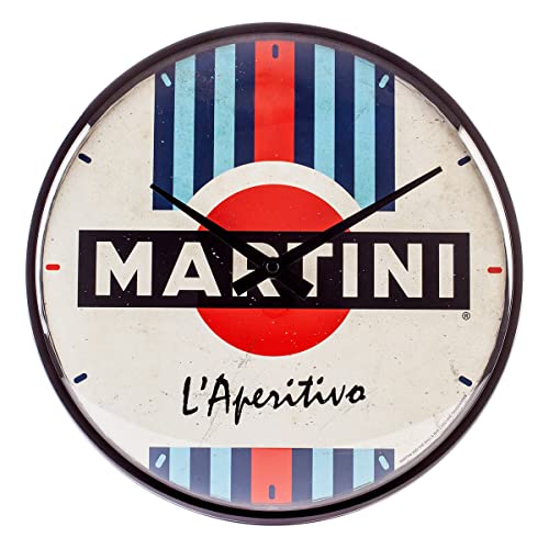 Nostalgic-Art 51205 Retro Wanduhr, Martini – L'Aperitivo – Geschenk-Idee für Cocktail-Fans, Große Küchenuhr, Vintage-Design zur Dekoration, Ø 31 cm von Nostalgic-Art