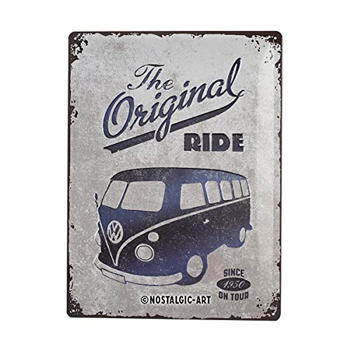 Nostalgic-Art Volkswagen Retro Blechschild - VW Bulli T1 - Original Ride, Blechschild als Vintage VW Bus Geschenk-Idee, zur Dekoration, 30 x 40 cm von Nostalgic-Art