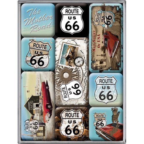 Nostalgic-Art 83020 US Highways Route 66 Compass, Magnet-Set, 9-teilig Nostalgic-Art 83020 US Highways Route 66 Compass, Magnet-Set, 9-teilig von Nostalgic-Art