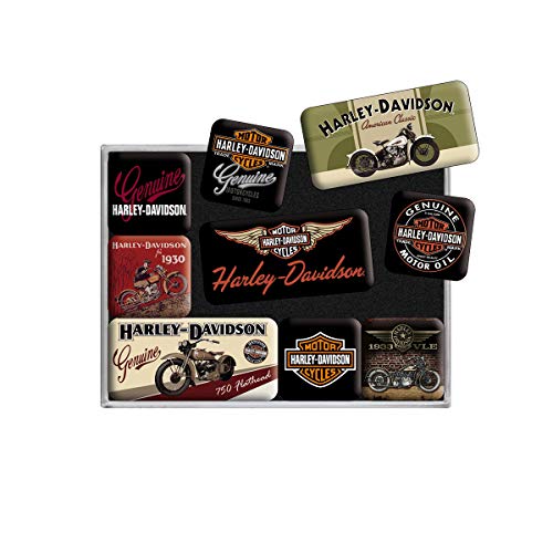 Nostalgic-Art Retro Kühlschrank-Magnete, 9 Stück, Harley-Davidson Bikes – Geschenk-Idee für Biker, Magnetset für Magnettafel, Vintage Design von Nostalgic-Art