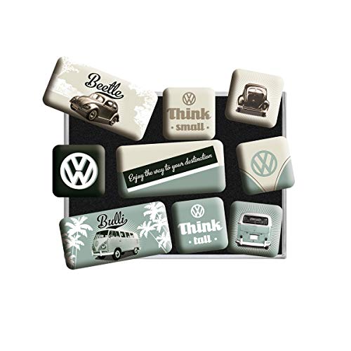 Nostalgic-Art Retro Kühlschrank-Magnete, 9 Stück, VW Think Tall & Small – Volkswagen Bus Geschenk-Idee, Magnetset für Magnettafel, Vintage Design von Nostalgic-Art