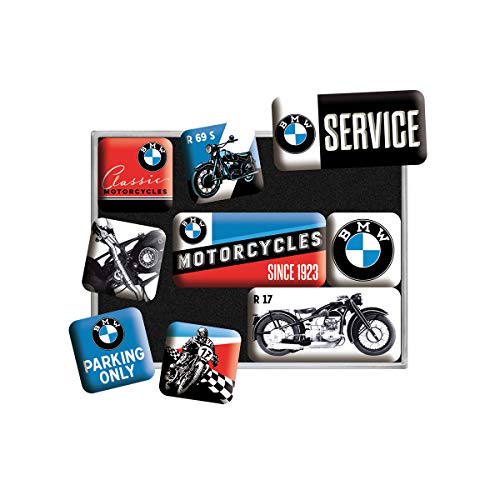 Nostalgic-Art Retro Kühlschrank-Magnete, 9 Stück, Original Lizenzprodukt (OLP), BMW – Motorcycles – Geschenk-Idee für BMW Accessoires Fans, Magnetset für Magnettafel, Vintage Design von Nostalgic-Art