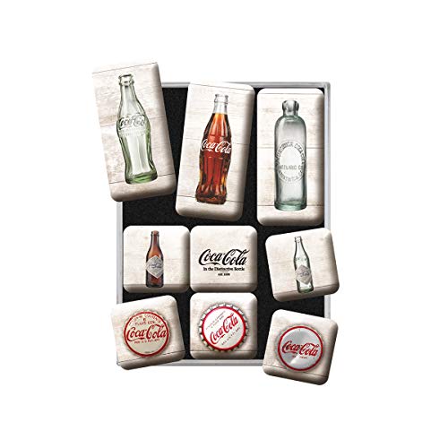 Nostalgic-Art Retro Kühlschrank-Magnete, 9 Stück, Coca-Cola – Bottle Timeline – Geschenk-Idee für Coke-Fans, Magnetset für Magnettafel, Vintage Design von Nostalgic-Art