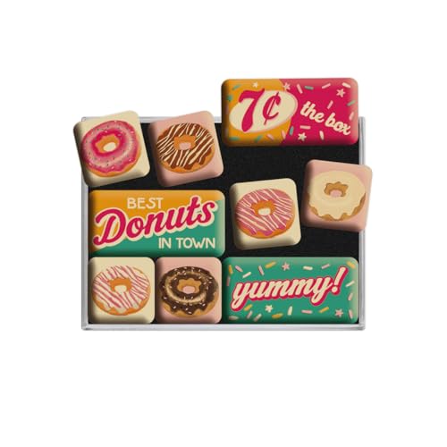 Nostalgic-Art Retro Kühlschrank-Magnete, 9 Stück, Donuts – Geschenk-Idee für Diner-Fans, Magnetset für Magnettafel, Vintage Design von Nostalgic-Art