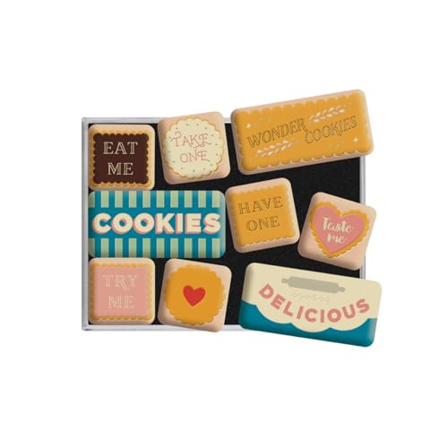 Nostalgic-Art Retro Kühlschrank-Magnete, 9 Stück, Wonder Cookies – Geschenk-Idee für die Küche, Magnetset für Magnettafel, Vintage Design von Nostalgic-Art