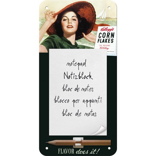 Nostalgic-Art 84024 Kellogg's Flavor Does It, Notizblock-Schild, 10 x 20 cm von Nostalgic-Art