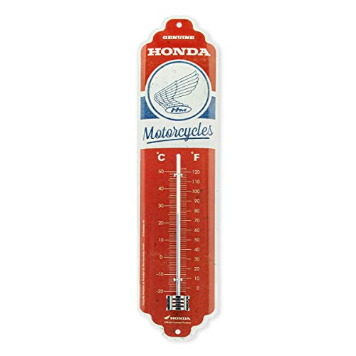 Nostalgic-Art Retro Thermometer, 7 x 28 cm, Honda MC – Motorcycles Vintage Logo – Geschenk-Idee für Honda-Zubehör Fans, aus Metall, Vintage Design von Nostalgic-Art