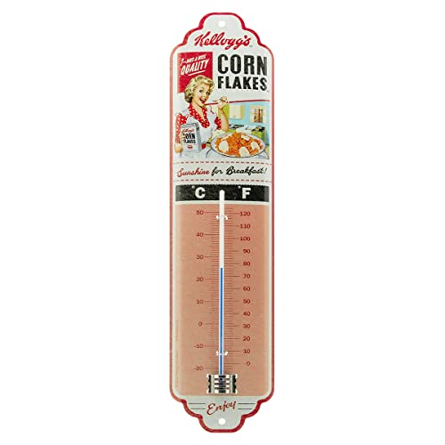 Nostalgic-Art Retro Thermometer, 7 x 28 cm, Kellogg's – Sunshine Breakfast – Geschenk-Idee für die Küche, aus Metall, Vintage Design von Nostalgic-Art