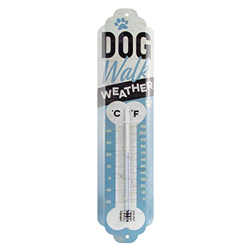 Nostalgic-Art Analoges Retro Thermometer Dog Walk Weather – Geschenk-Idee für Hunde-Besitzer, aus Metall, Vintage-Design zur Dekoration, 6,5 x 28 cm von Nostalgic-Art