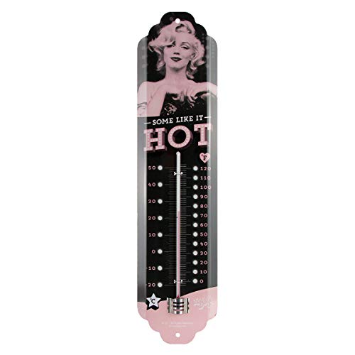 Nostalgic-Art Retro Thermometer, 7 x 28 cm, Marilyn – Some Like It Hot – Geschenk-Idee für Film-Fans, aus Metall, Vintage Design von Nostalgic-Art