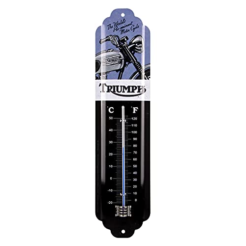 Nostalgic-Art Retro Thermometer, 7 x 28 cm, Triumph – Motorcycle blue – Geschenk-Idee für Biker, aus Metall, Vintage Design von Nostalgic-Art