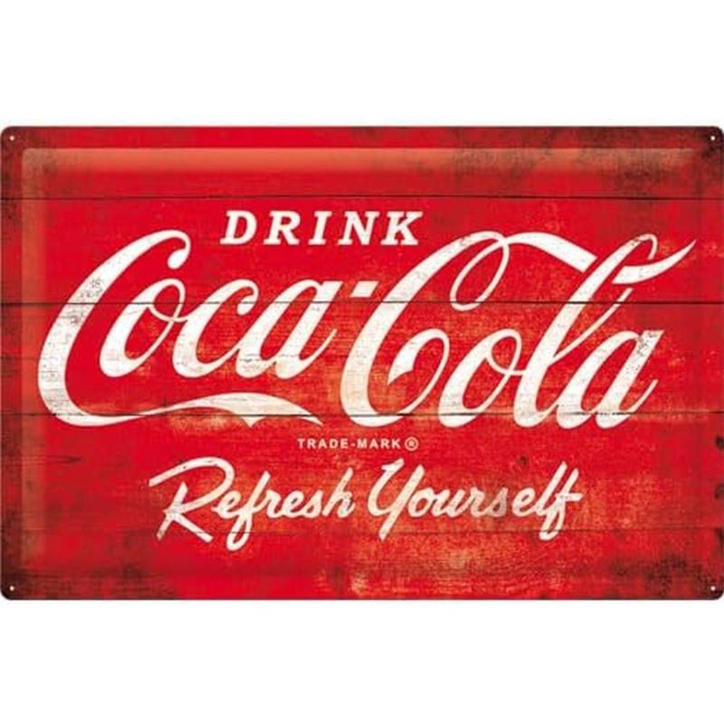 Nostalgic-Art Blechschild 40 x 60 cm - Coca-Cola - Logo Red Refresh Yourself von Nostalgic-Art