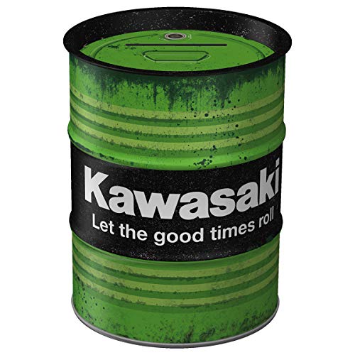 Nostalgic-Art Retro Spardose, 600 ml, Kawasaki – Let The Good Times roll – Geschenk-Idee für Biker, Original Lizenzprodukt (OLP), Sparschwein aus Metall, Vintage Blech-Sparbüchse von Nostalgic-Art