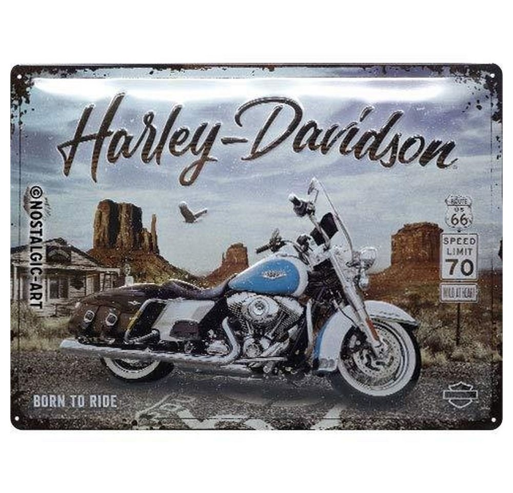 Nostalgic-Art Metallschild Blechschild 30 x 40 cm - Harley-Davidson Route 66 Road King Classic von Nostalgic-Art
