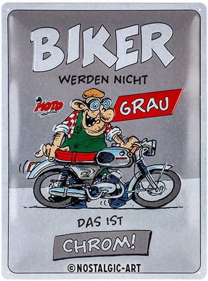 Nostalgic-Art Metallschild Blechschild 30 x 40 cm - MOTOmania - Biker werden nicht grau von Nostalgic-Art