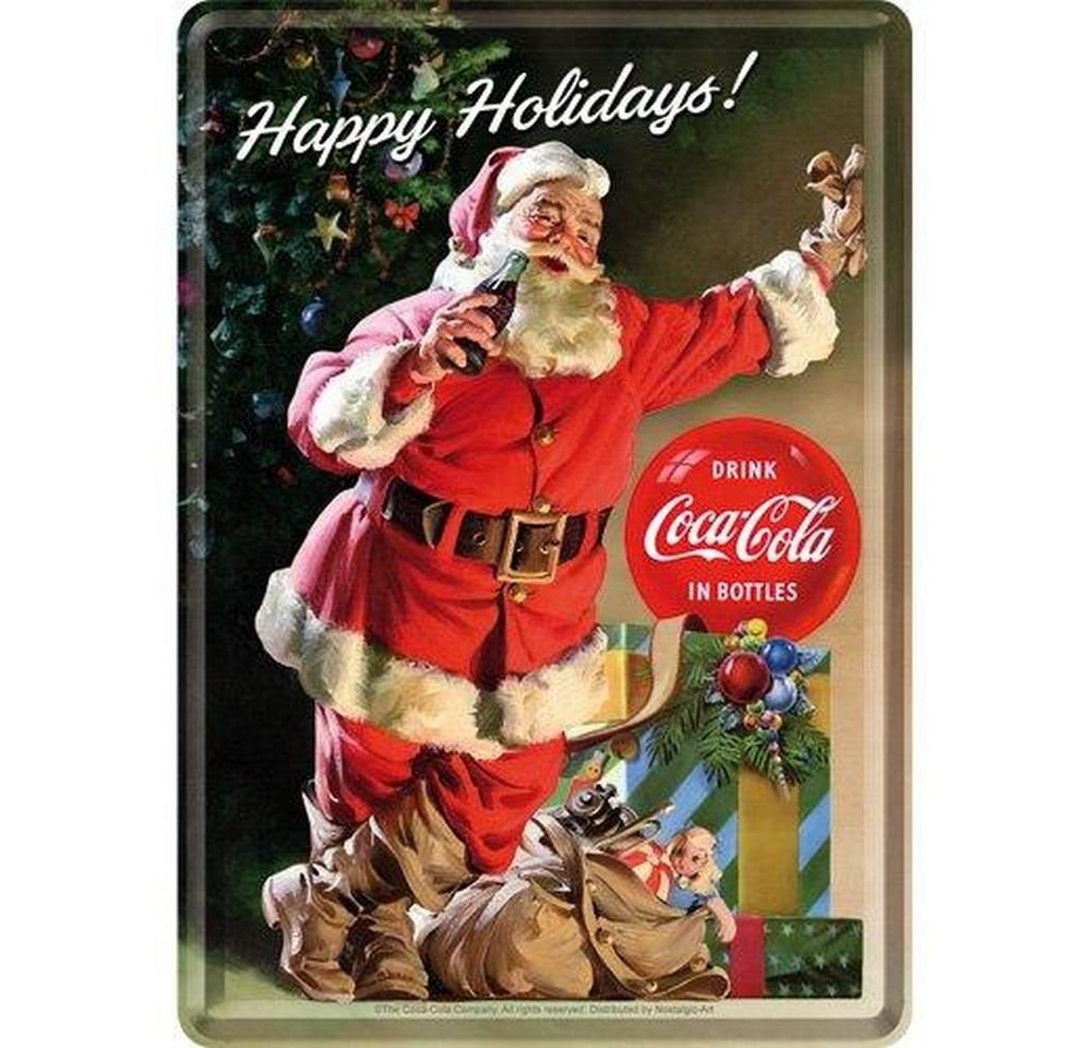 Nostalgic-Art Metallschild Blechpostkarte - Coca-Cola - Happy Holidays Santa von Nostalgic-Art