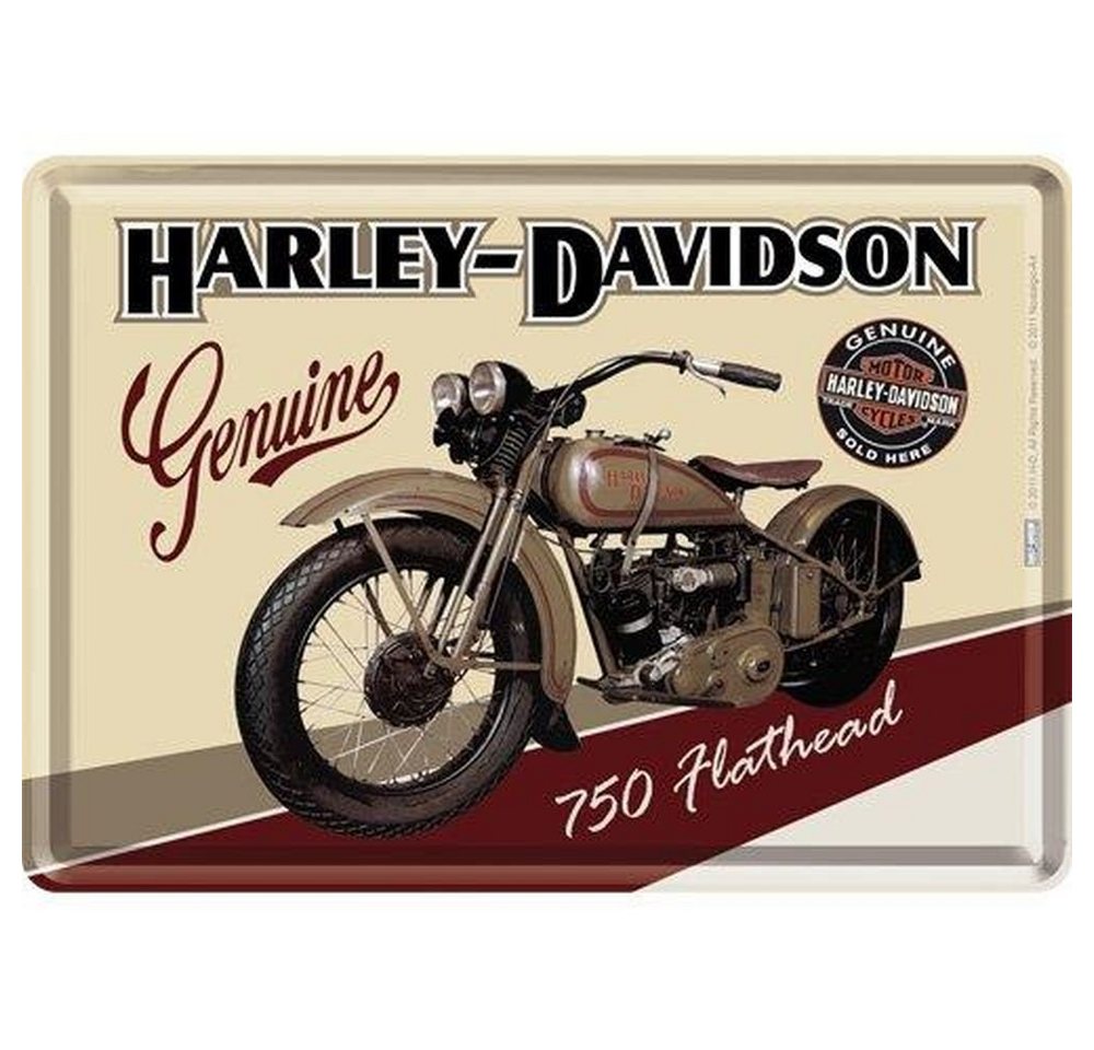 Nostalgic-Art Metallschild Blechpostkarte - Harley-Davidson - Flathead von Nostalgic-Art