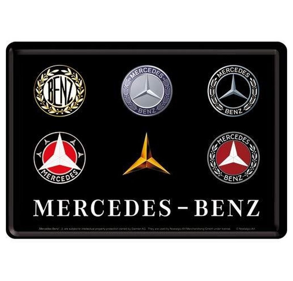 Nostalgic-Art Metallschild Blechpostkarte - Mercedes-Benz - Logo Evolution von Nostalgic-Art
