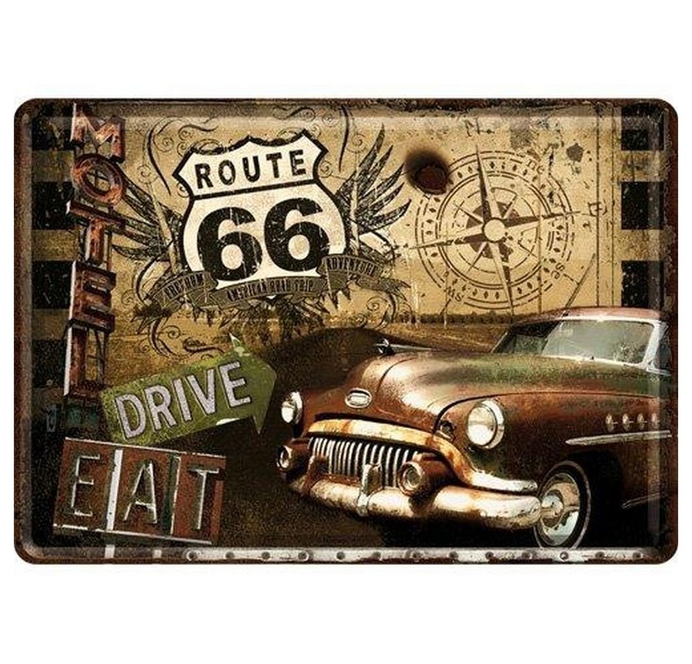 Nostalgic-Art Metallschild Blechpostkarte - US Highways - Route 66 Road Trip von Nostalgic-Art