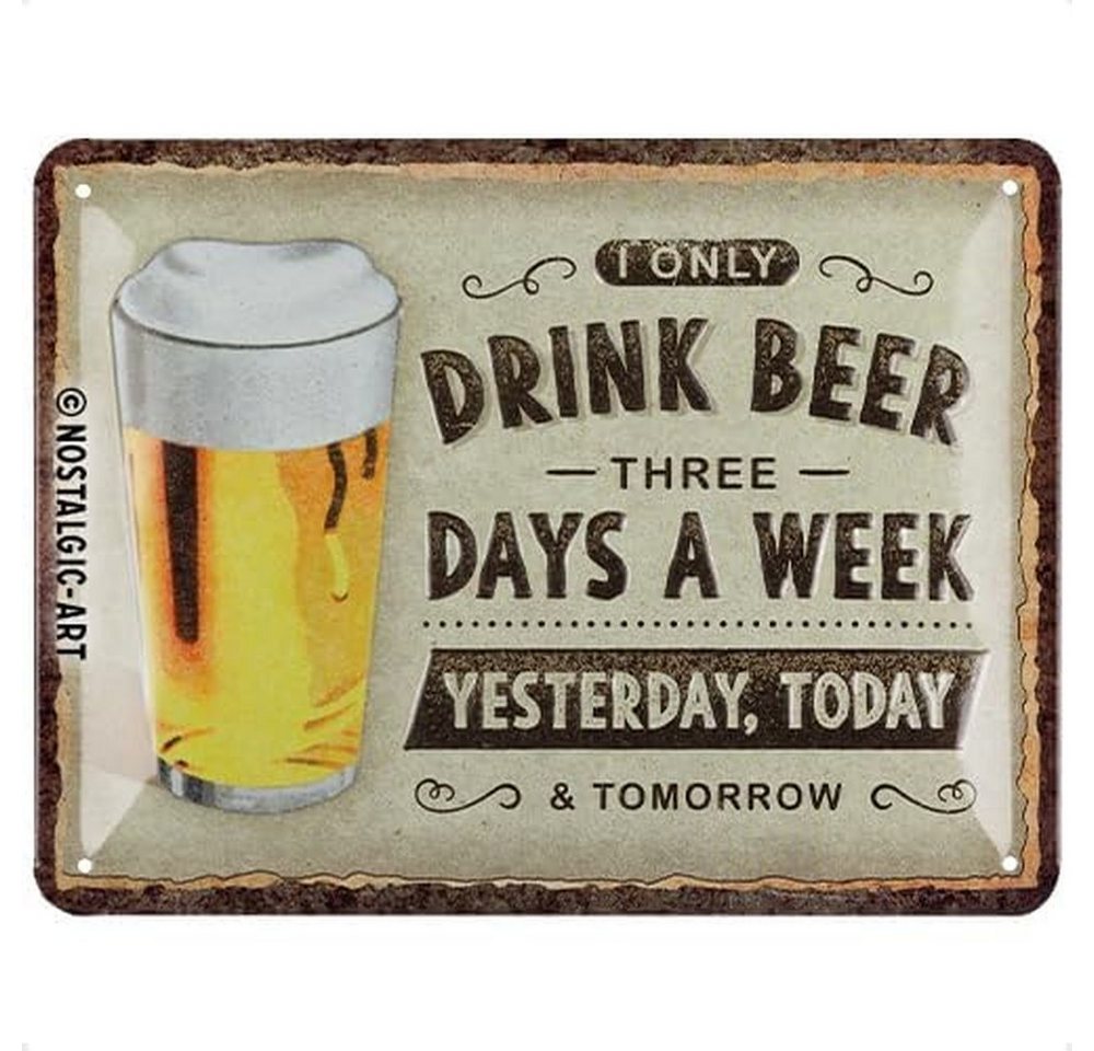 Nostalgic-Art Metallschild Blechschild 15x20 cm - Drink Beer Three Days von Nostalgic-Art