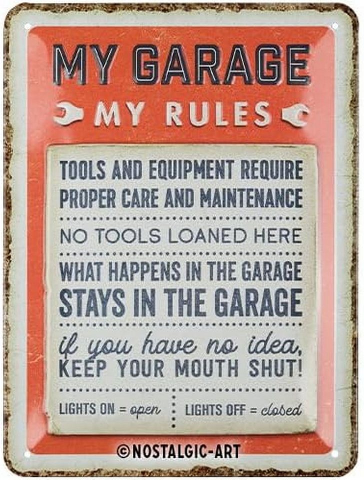 Nostalgic-Art Metallschild Blechschild 15x20 cm - My Garage, My Rules von Nostalgic-Art
