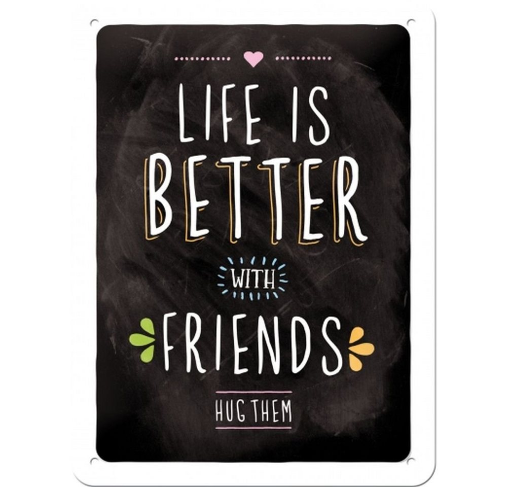 Nostalgic-Art Metallschild Blechschild 15x20 cm - Word Up - Life Is Better With Friends von Nostalgic-Art