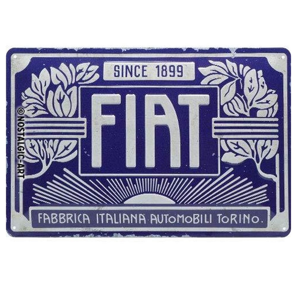 Nostalgic-Art Metallschild Blechschild 20 x 30cm - FIAT - FIAT Since 1899 Logo Blue von Nostalgic-Art