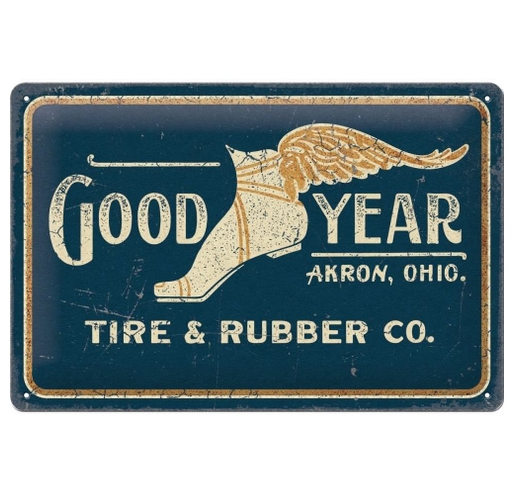 Nostalgic-Art Metallschild Blechschild 20 x 30cm - Goodyear - Goodyear Wing Foot Logo 1901 von Nostalgic-Art