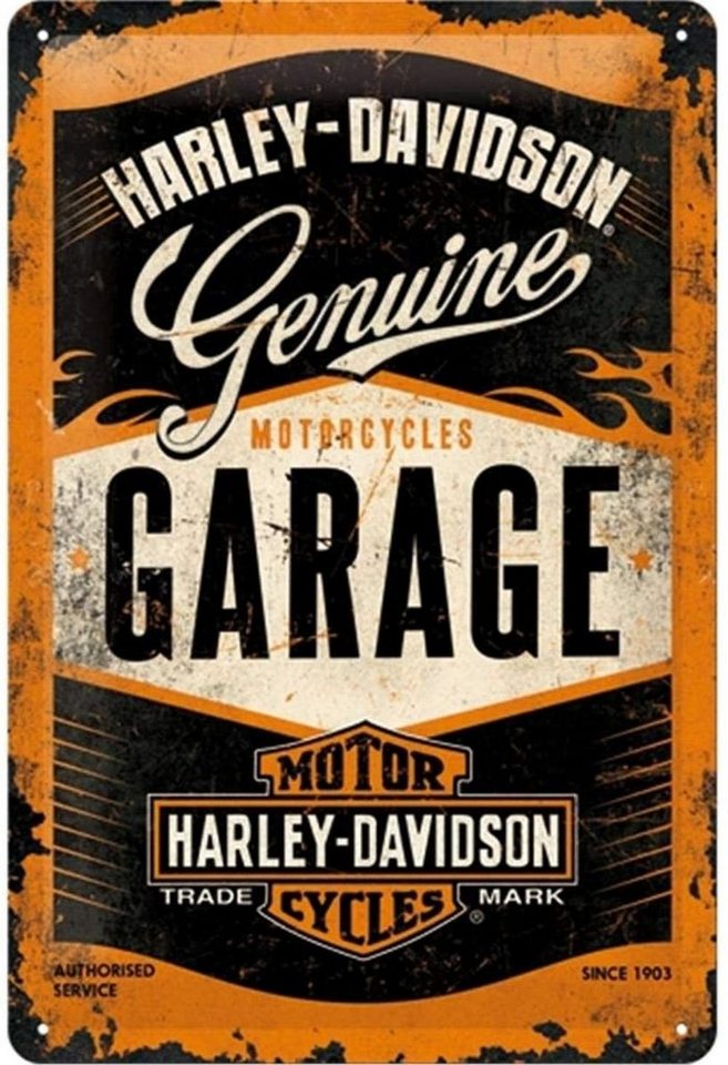 Nostalgic-Art Metallschild Blechschild 20 x 30cm - Harley-Davidson - Garage von Nostalgic-Art