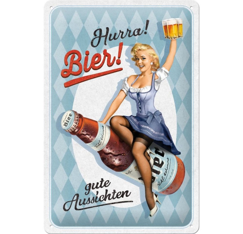 Nostalgic-Art Metallschild Blechschild 20 x 30cm - Open Bar - SONDEREDITION - Hurra! Bier! von Nostalgic-Art