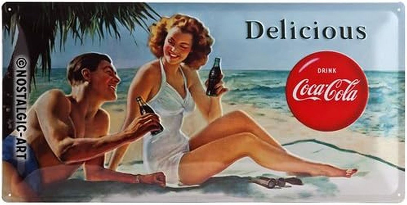 Nostalgic-Art Metallschild Blechschild 25 x 50cm - Coca-Cola - Delicious von Nostalgic-Art