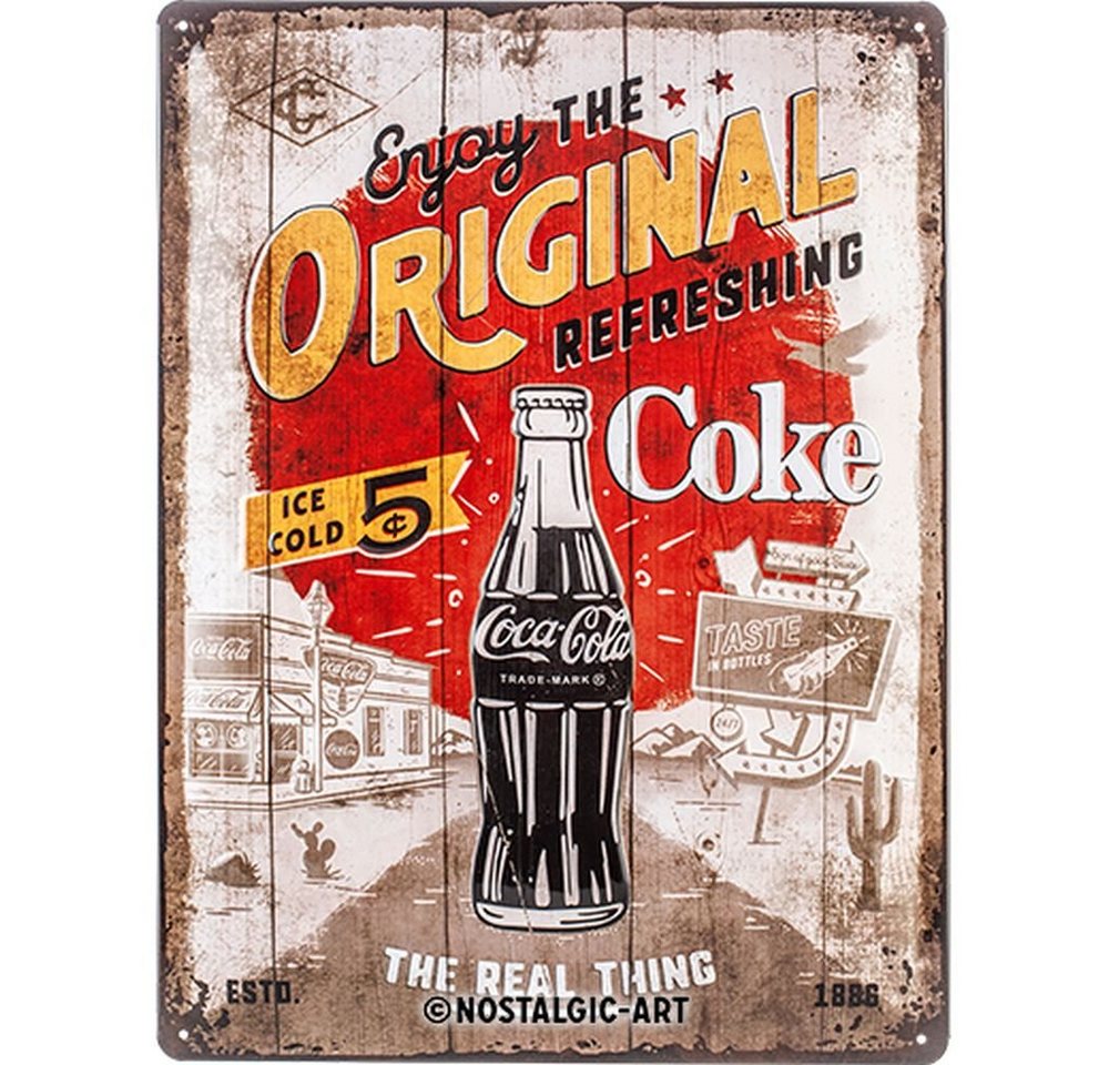 Nostalgic-Art Metallschild Blechschild 30 x 40 cm - Coca-Cola - Original Coke Highway 66 Nostalgic-Art Metallschild Blechschild 30 x 40 cm - Coca-Cola - Original Coke Highway 66 von Nostalgic-Art