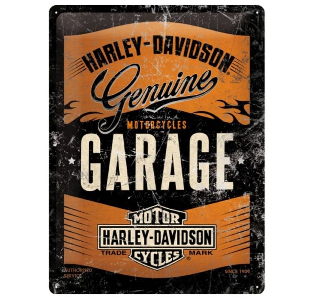 Nostalgic-Art Metallschild Blechschild 40 x 30 cm - Harley Davidson - Garage, Special Metallic Edition von Nostalgic-Art