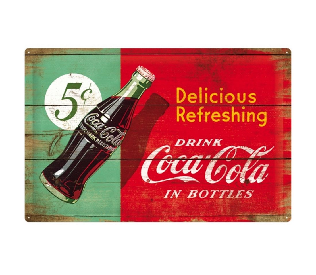 Nostalgic-Art Metallschild Blechschild 60 x 40 cm - Coca-Cola - Delicious Refreshing Green, (1 St) von Nostalgic-Art